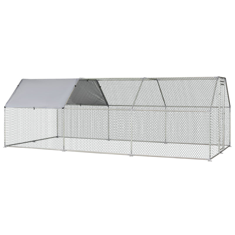 Large Metal Walk-In Chicken Coop Run Cage w/ Cover Outdoor