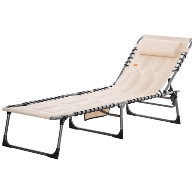 Folding Chaise Lounge Chair Reclining Chair w/ Adjustable Backrest
