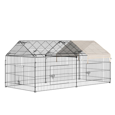 Galvanized Cage with Cover for Dog, Rabbit, and Chicken Run, 87&quot;