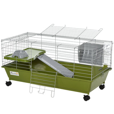 Guinea Pig, Hamster, &amp; Chinchilla House Cage w/ Food Dish, Wheels, &amp; Bottle