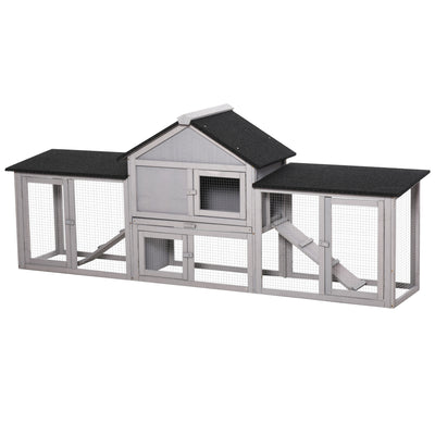 Fir Wood Bunny Hutch w/ Slide out Tray Ramps Asphalt Roof  for Outdoor Use