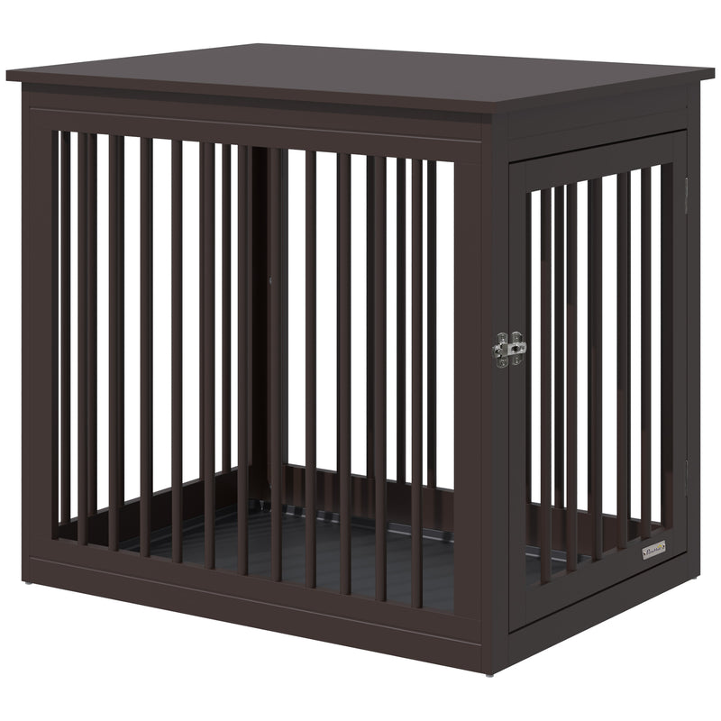 Wooden Dog Crate Furniture End Table Pet Kennel w/ Door Safety Lock