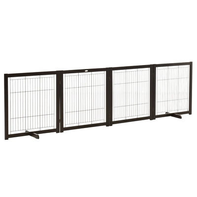 Freestanding Folding Pet Gate 4 Panels Dog Puppy Barrier with Support Feet