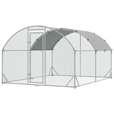 Metal Chicken Coop 1 Room Walk-in Enclosure Hen House w/ Water-Resist Cover