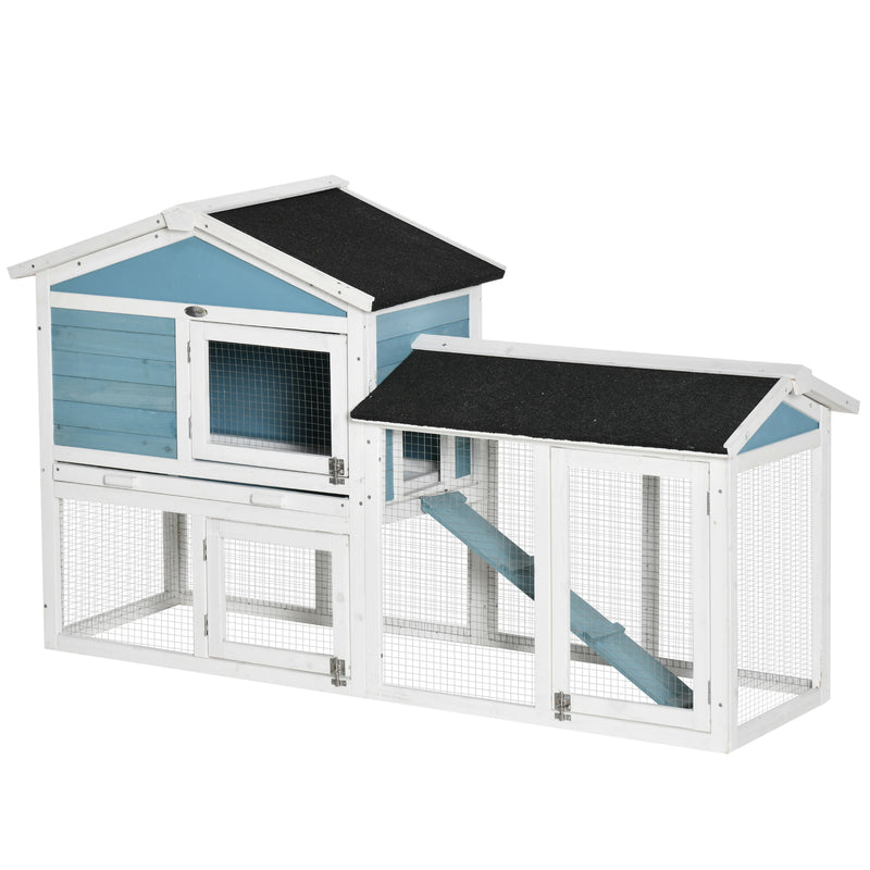 Two Story Small Animal House w/ Slide Out Tray, Ramp, Outdoor Run