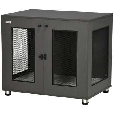 Dog Kennel Furniture W/ Double Doors Cushion for Medium Dogs