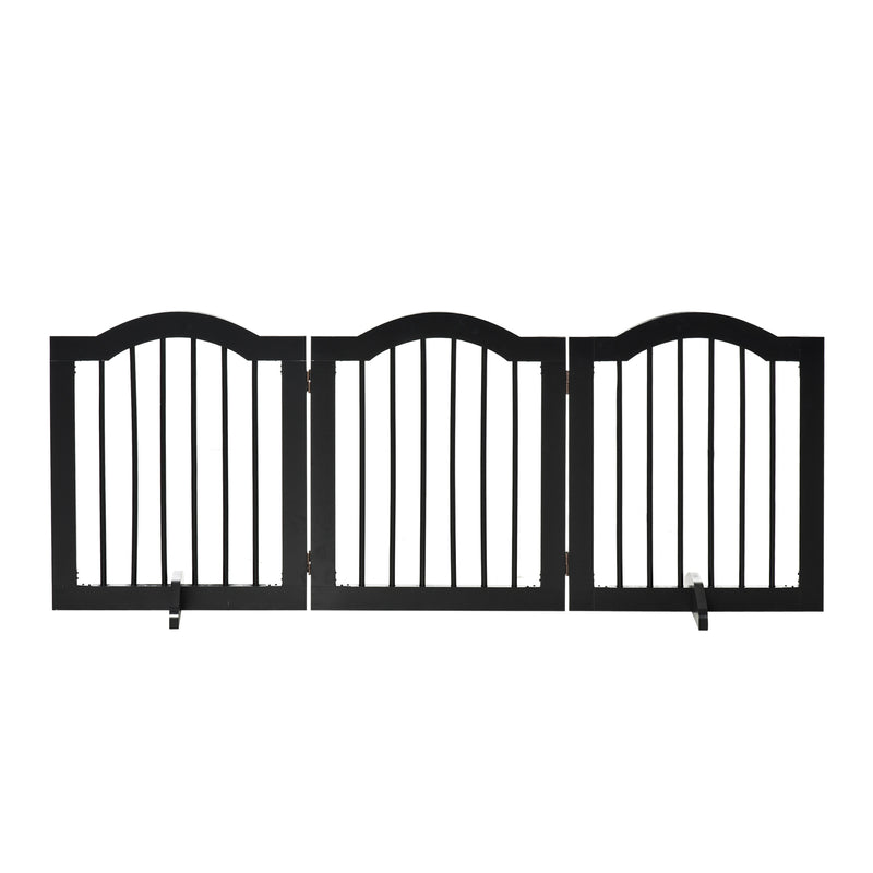 Freestanding Pet Gate for Dogs Folding Indoor Barrier w/2 Feet for Doorway Stair