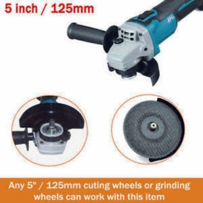 125mm Electric Cordless Brushless Angle Grinder Tool Bare For Makita 18V Battery