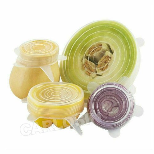 12 Pcs Silicone Stretch Reusable Bowl Food Storage Wraps Cover Seal Fresh Lids