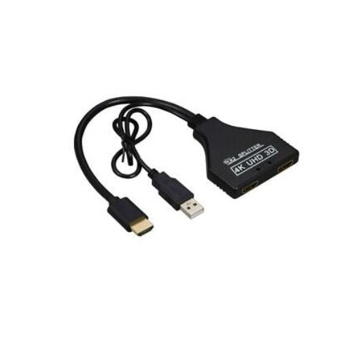 4K HDMI Splitter 1 in 2 Out with Power USB Cable for Monitor Support 3D Full HD