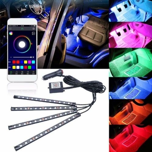 4pcs String RGB 48 LED Strip Under Car Underglow System Light Kit APP Control