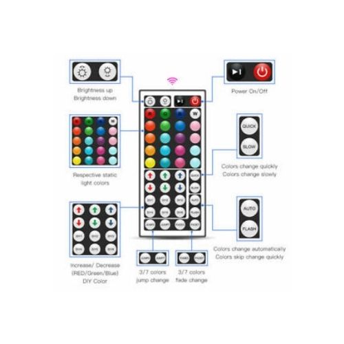 RGB LED STRIP LIGHTS (5/10/20M) IP65 5050 60LEDS/M 12V+44 KEY IR CONTROLLER CA🔥