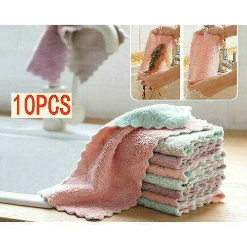 10PC Super Absorbent Microfiber Kitchen Dish Cloth Household Cleaning Towel Bulk