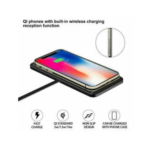 Qi Car Wireless Charger Pad Phone Fast Charging Mat Non-Slip for iPhone Samsung