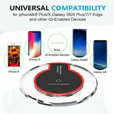 Qi Wireless Charger Charging For iPhone X XS MAX XR 8 Plus Samsung S10 S9 Plus