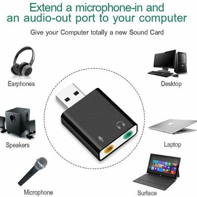 USB 2.0 to 3.5mm mic headphone Jack Stereo Headset Sound Card Audio Adapter CA