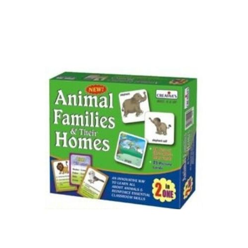 Animal Family And Their Home Card 2 In 1- Multi-Color, 63 Pieces Pictures Cards