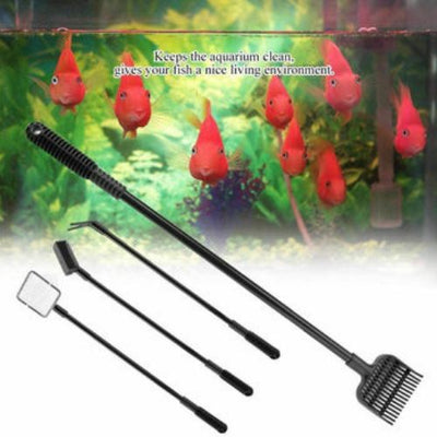 4 in 1 Aquarium Cleaning Tool Set Fish Tank Cleaner Brush Fish Net Plant Fork CA