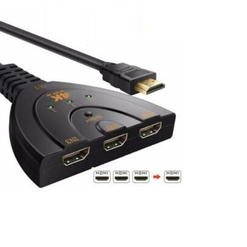 3-Port HDMI Switch Ultra HD 4K 1080p Switcher Splitter Cable for TV PC Consoles