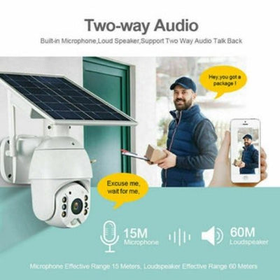 NEW Smart 1080P Solar Camera Waterproof WiFi PIR Alarm PTZ Night Vision IP CCTV