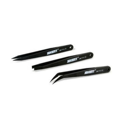 JAKEMY JM-T11 3in1 Anti-static Heat Resistant Flat Pointed Curved Tweezers Set