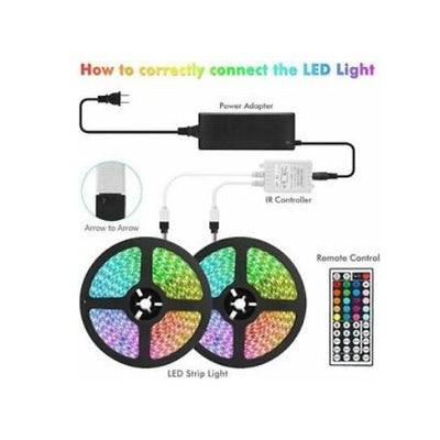 RGB LED STRIP LIGHTS WATERPROOF 10M 300LEDS／12V+44 KEY IR CONTROLLER ADAPTER CA