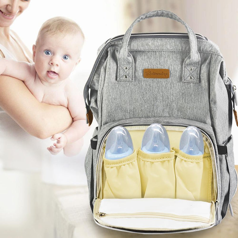 Waterproof Mummy Nappy Diaper Bag Baby Travel Changing Nursing Backpack Grey