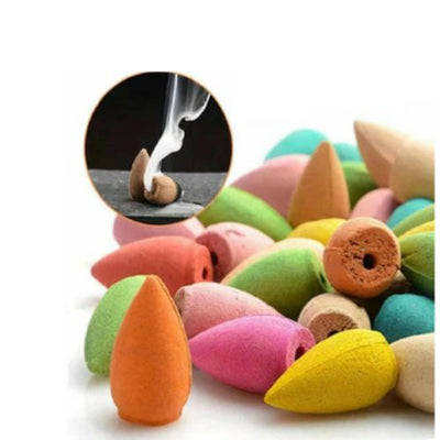 New Natural Back flow Smoke Scented Bullet Backflow Incense Cones Colorful