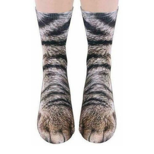 Unisex Animal Cat Paw Socks 3D Printed Crew Hoof Tube Funny For Men Women Kids