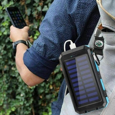 Solar Power Bank 20000mAh Charger External Battery Waterproof for mobile phones