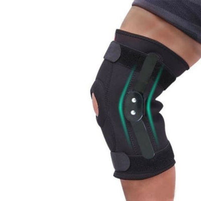 Hinged Knee Brace Support with Strap & Side Sports Compression Wrap for Running