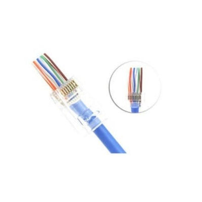 Cat6 Pass Through Connector RJ45 Gold Plated Modular Crystal Head