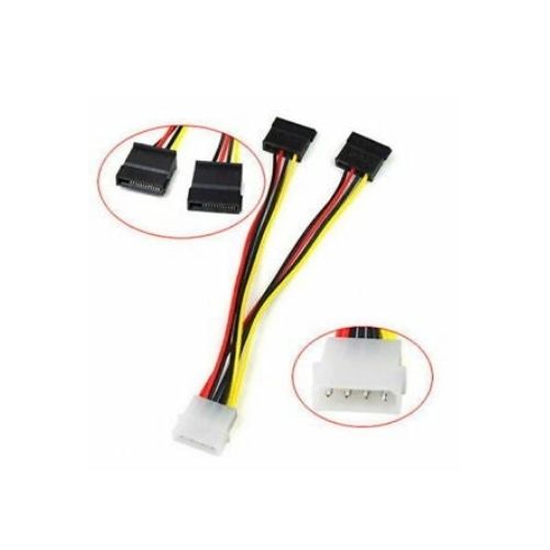 4P IDE to 2 Serial ATA SATA 15pin Y Splitter Hard Drive Power Adapter Cable 15cm