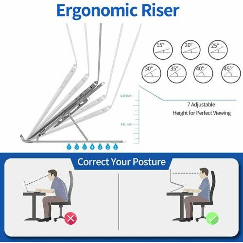 Metal Laptop Stand Adjustable Portable Desk Mount For Laptop Macbook Pro iPad