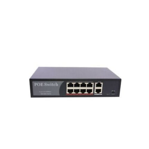 PoE Network Switch 10/100m Power Injector 8 Port + 2 Port Power Over Ethernet