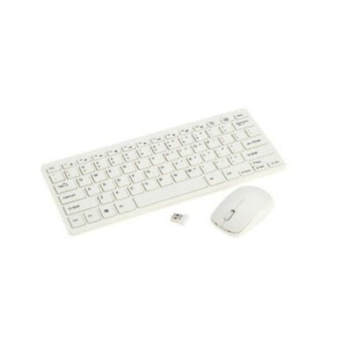 Cordless Keyboard Mouse Combo White w/ Protective Cover Slim USB Nano Reciver