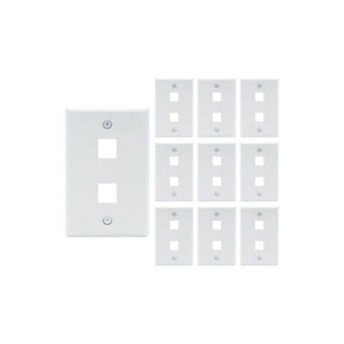 10 Packs Wall Plate 2 Port White Unbreakable Toggle Outlet Cover