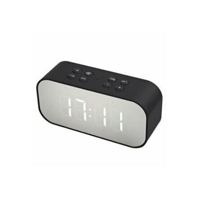 Wireless Bluetooth Speaker Mirror Surface Dual Alarm Clock LED USB TF MP3 Player