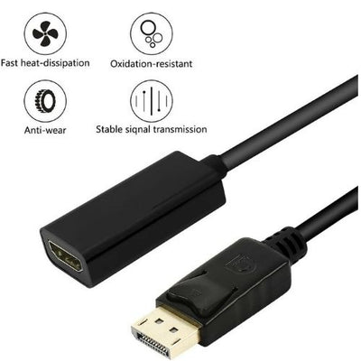 4K DisplayPort to HDMI Cable (DP) Male to Female  Adapter Audio Video Converter