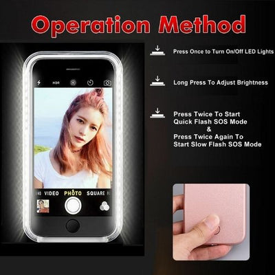 For iPhone 5 SE 6 6S Plus Case - Luxury LED Light Up Picture Glow Cover Selfie