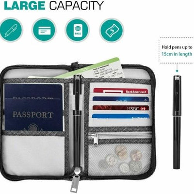 Travel Wallet Passport Holder Credit Card Case Document Ticket Organizer Bag CA