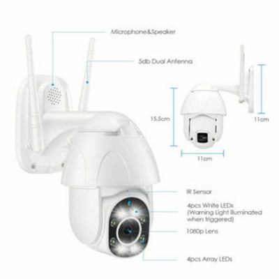 1080P PTZ Security WIFI Camera Waterproof Outdoor Wireless IP66 CCTV Pan IR Cam