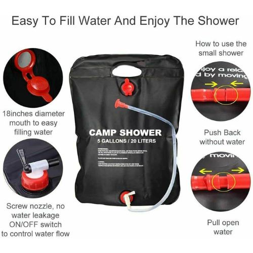 20L/40L Foldable Solar Energy Heated Water Bag Camp PVC Shower Outdoor Travel