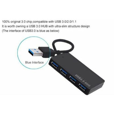 4 Port USB 3.0 HUB 5Gbps Charging Portable Compact Travel Adapter For Laptop PC