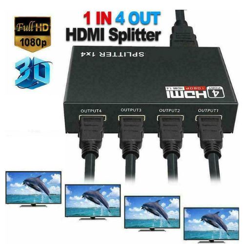 1 in 4 out Box Hub Full 1080p HD 1X4 Port HDMI Splitter Amplifier Repeater