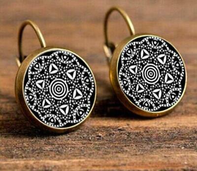 Boho Earrings | Glass Earrings | Black Mandala Bohemian Glass Earrings