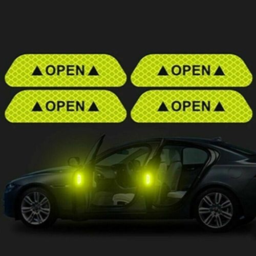 4PCS Auto Car Door Open Sticker Reflective Tape Safety Warning Decal Accessories