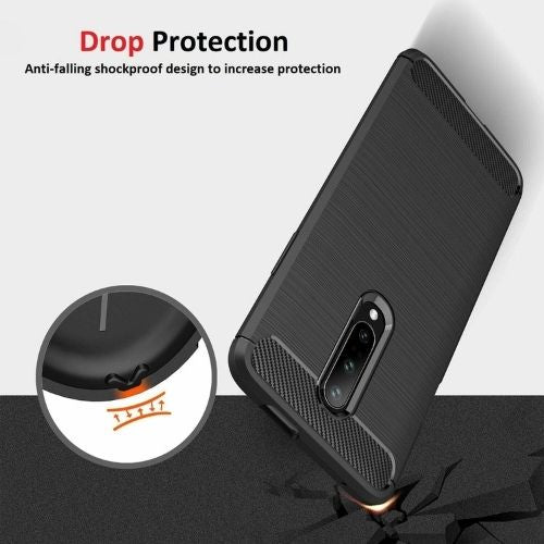 For OnePlus 7 Pro Case - Shockproof Carbon Fiber Soft TPU Hybrid Cover