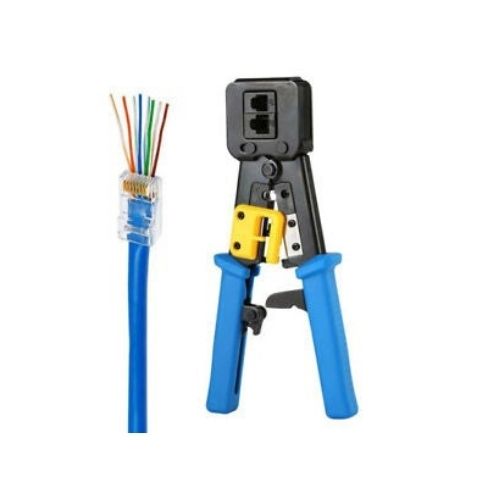 RJ45 Crimp Tool Pass Through Cat5 Cat5e Cat6 Crimping Tool for RJ45/RJ12 Regular