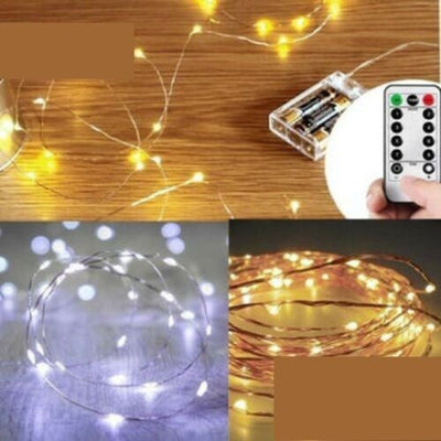 LED Battery Powered Copper Wire String Fairy Christmas Party Lights Warm White